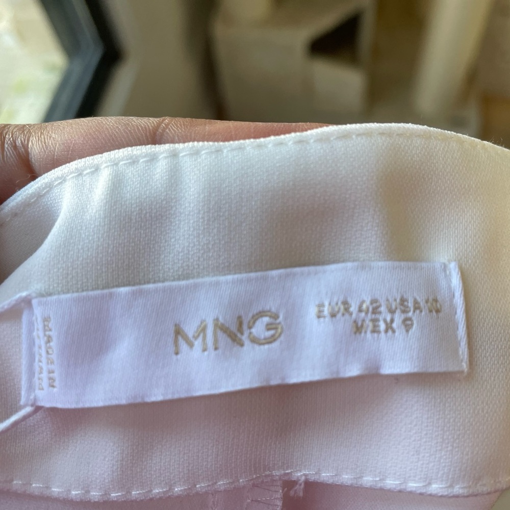 MANGO flowy wide leg high waist white palazzo pants SIZE 10 - Picture 7 of 10